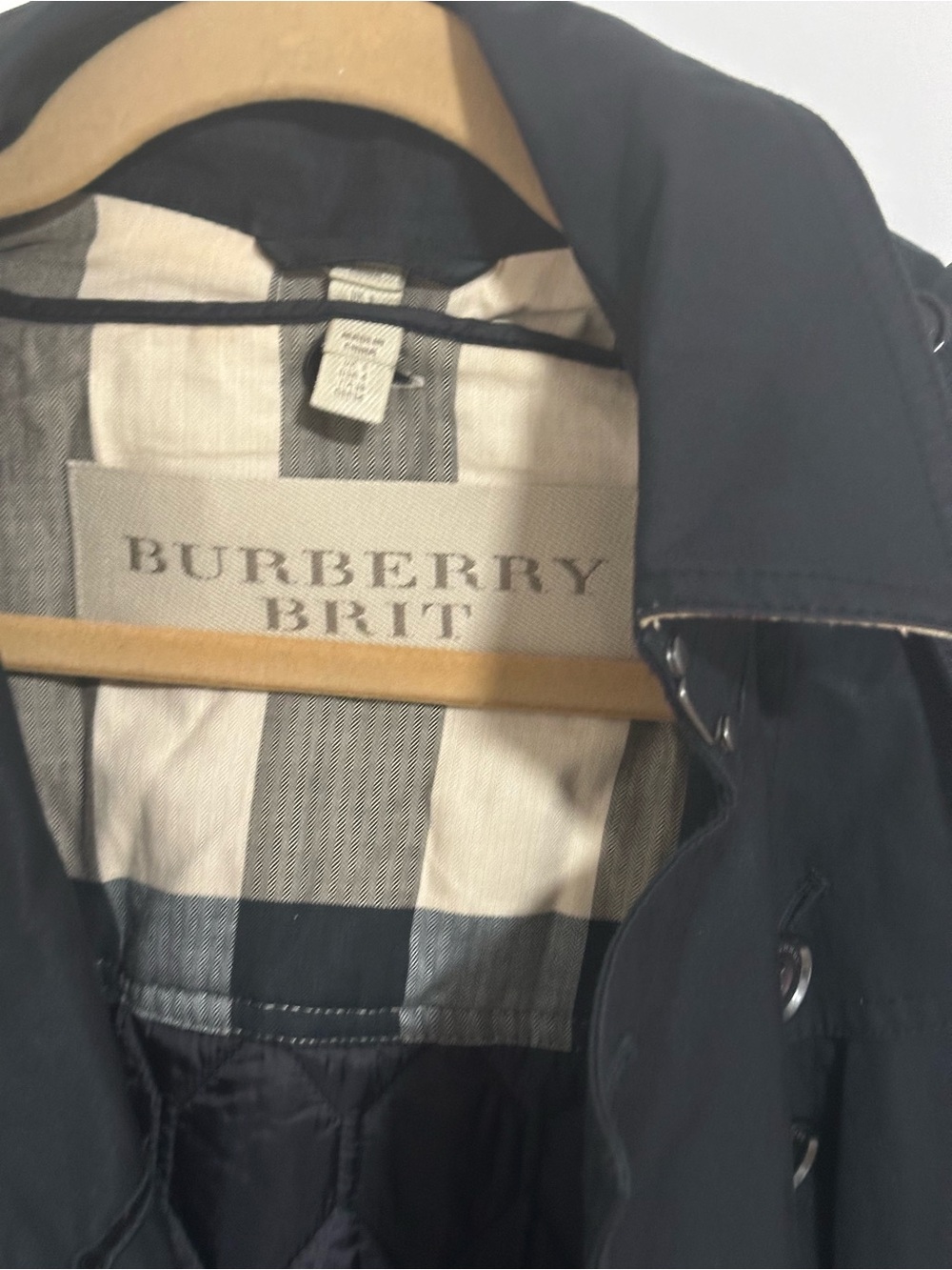 Burberry Brit Black Coat with Signature Check Lining - Picture 3 of 8